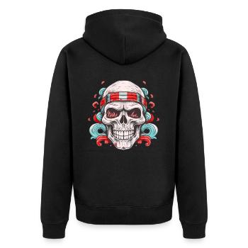 Skull Skull Skeleton Horror Gothic Metal - Unisex Premium Organic Zip Hoodie - black - Back - Nico (187cm)