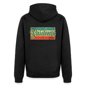 Gärtner - Unisex Premium Bio Zip Hoodie - Schwarz - Hinten - Nico (187cm)