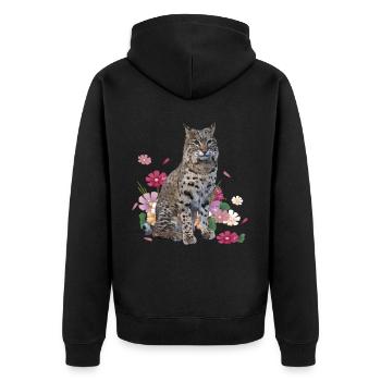 Lynx - Unisex Premium Organic Zip Hoodie - black - Back - Nico (187cm)