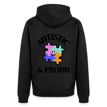 Autistic & Proud - Unisex Premium Organic Zip Hoodie - black - Back - Nico (187cm)