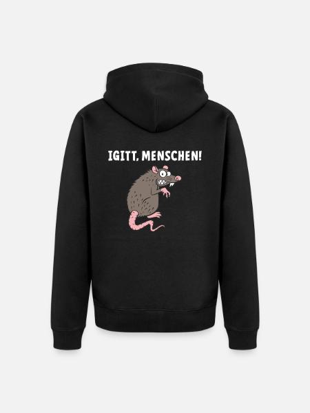 Igitt Menschen - Unisex Premium Bio Zip Hoodie - Schwarz