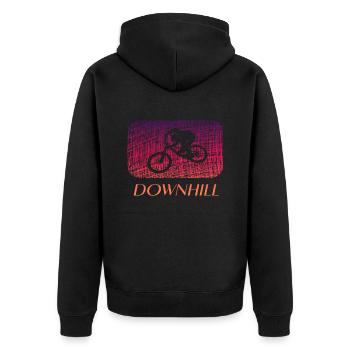 Downhill - Unisex Premium Bio Zip Hoodie - Schwarz - Hinten - Nico (187cm)