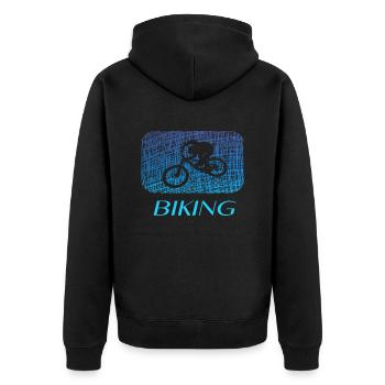 biken - Unisex Premium Bio Zip Hoodie - Schwarz - Hinten - Nico (187cm)