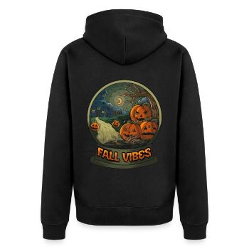 Halloween Pumpkin Horror - Unisex Premium Organic Zip Hoodie - black - Back - Nico (187cm)
