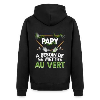 Papy Et Son Jardin Cadeau Citation Homme - Veste à capuche bio Premium Unisexe - noir - Dos - Nico (187cm)