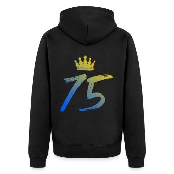75 Number crown - Unisex Premium Organic Zip Hoodie - black - Back - Nico (187cm)