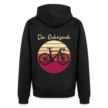 Fahrradtour der Radreisende Reise Geschenk - Unisex Premium Bio Zip Hoodie - Schwarz - Hinten - Nico (187cm)
