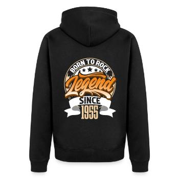 1955 Geburtsjahr Geburtstag Legende Born To Rock - Unisex Premium Bio Zip Hoodie - Schwarz - Hinten - Nico (187cm)