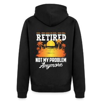 Ruhestand, nicht mein Problem, Endlich in Rente - Unisex Premium Bio Zip Hoodie - Schwarz - Hinten - Nico (187cm)