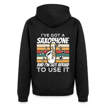 Saxophone Kids - Unisex Premium Organic Zip Hoodie - black - Back - Nico (187cm)