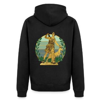 Artémis déesse de la chasse - Veste à capuche bio Premium Unisexe - noir - Dos - Nico (187cm)