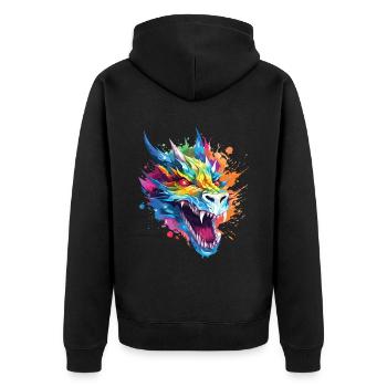 Dragon Fantasy Magic Mysticism Creature Animal Colorful - Unisex Premium Organic Zip Hoodie - black - Back - Nico (187cm)