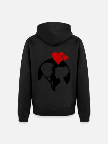 Married Couple Wedding Silhouette - Unisex Premium Organic Zip Hoodie - black