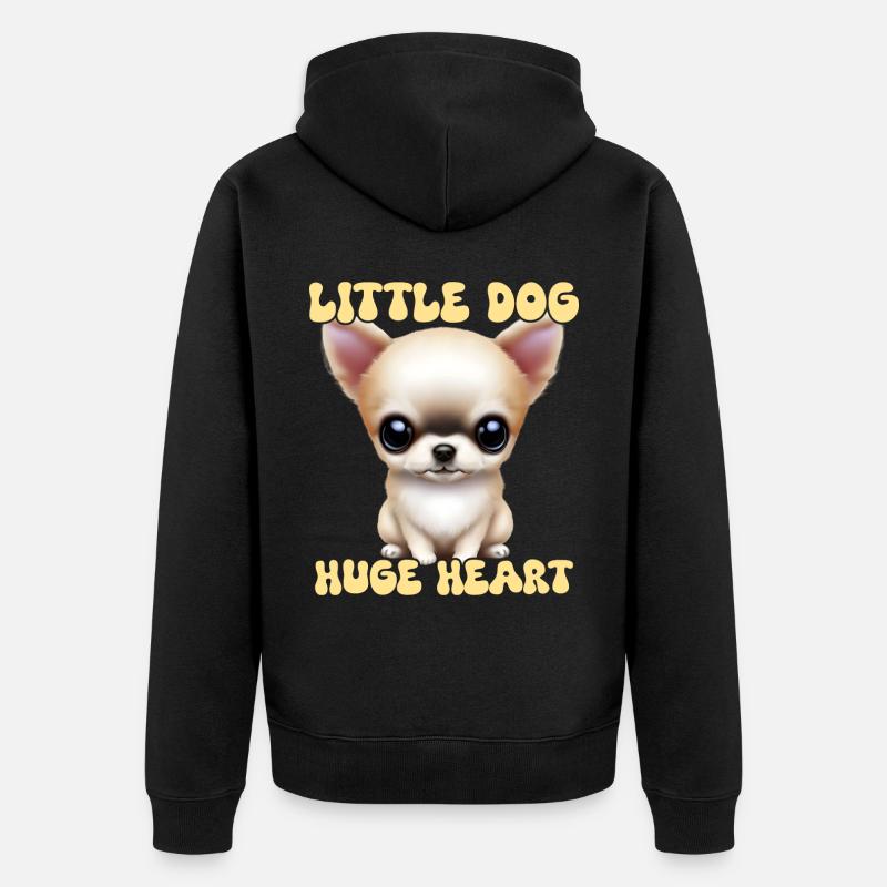Kleiner Chihuahua mit großem Herzen - Unisex Premium Bio Zip Hoodie - Schwarz