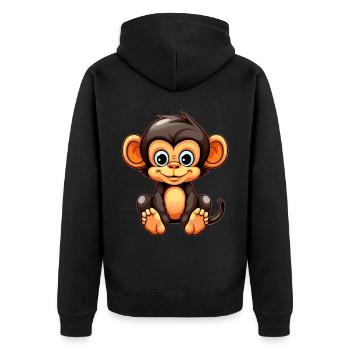 Niedlicher Affe für Kinder für Kinder - Unisex Premium Bio Zip Hoodie - Schwarz - Hinten - Nico (187cm)
