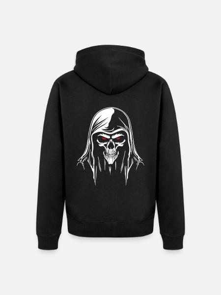 Grim Reaper Head - Unisex Premium Organic Zip Hoodie - black