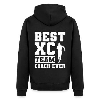 Crosslauf | Cross Country Läufer Berglauf Geschenk - Unisex Premium Bio Zip Hoodie - Schwarz - Hinten - Nico (187cm)