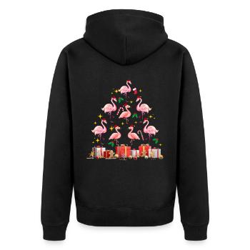 Flamant rose Noël. Cadeau de Noël - Veste à capuche bio Premium Unisexe - noir - Dos - Nico (187cm)