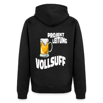 Projektleitung Vollsuff Vatertag Männerabend - Unisex Premium Bio Zip Hoodie - Schwarz - Hinten - Nico (187cm)