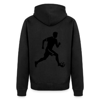 Fussballer Silhouette Fussball Spieler Mann - Unisex Premium Bio Zip Hoodie - Schwarz - Hinten - Nico (187cm)