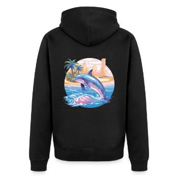 Dauphin Été Soleil Plage Mer Palmiers Vacances - Veste à capuche bio Premium Unisexe - noir - Dos - Nico (187cm)