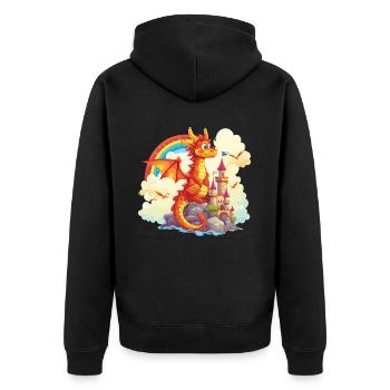 Dragon Château Arc-en-ciel Mignon Mignon Enfantin - Veste à capuche bio Premium Unisexe - noir - Dos - Nico (187cm)