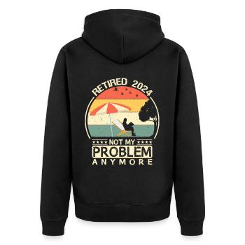 Im Ruhestand 2024 nicht mehr mein Problem Retro Vintage - Unisex Premium Bio Zip Hoodie - Schwarz - Hinten - Nico (187cm)