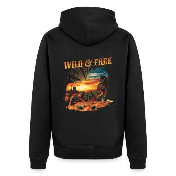 Cheval Far West Western Équitation Wilderness Cowboy États-Unis - Veste à capuche bio Premium Unisexe - noir - Dos - Nico (187cm)