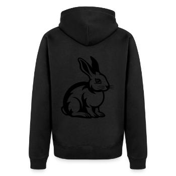 Ostern Symbol Hase - Unisex Premium Bio Zip Hoodie - Schwarz - Hinten - Nico (187cm)
