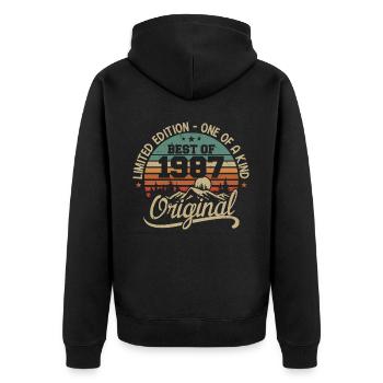 Vintage 1987 Légende - Rétro Cadeau D’anniversaire - Veste à capuche bio Premium Unisexe - noir - Dos - Nico (187cm)