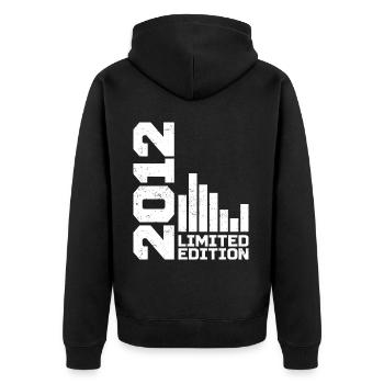 Vintage 2012 Geburtstagsgeschenk 2012 Baujahr 2012 - Unisex Premium Bio Zip Hoodie - Schwarz - Hinten - Nico (187cm)