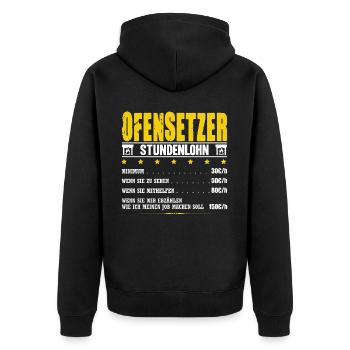 Ofensetzer Stundenlohn Ofenbauer Ofenbau Meister - Unisex Premium Bio Zip Hoodie - Schwarz - Hinten - Nico (187cm)