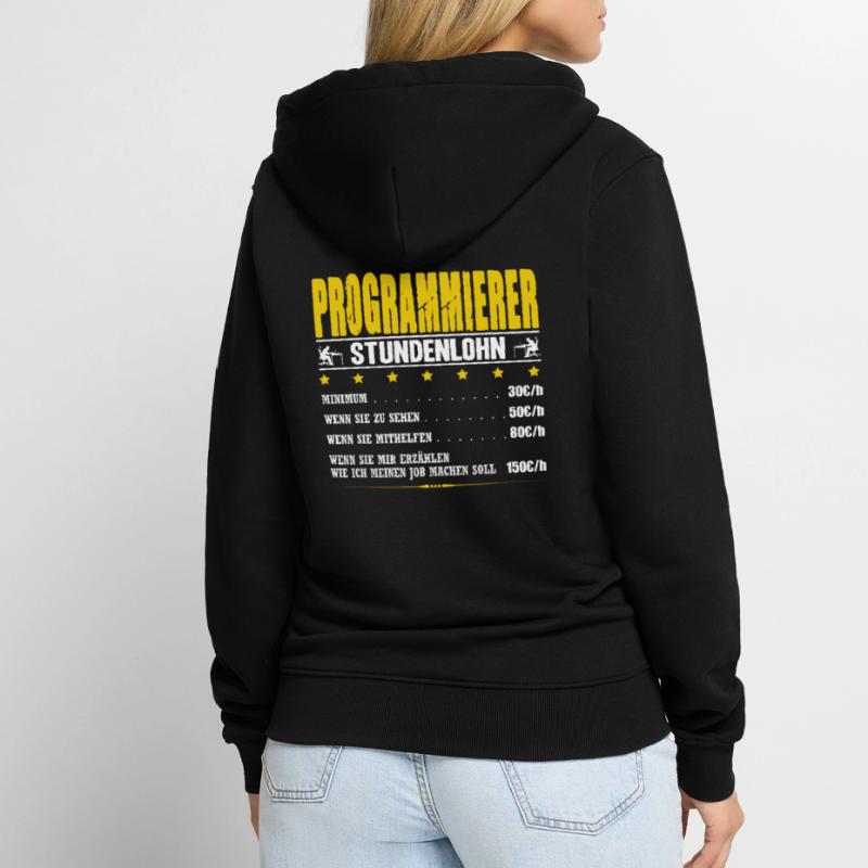Programmierer Stundenlohn Informatik IT-Techniker Unisex Premium Bio Zip Hoodie