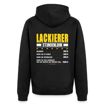 Lackierer Stundenlohn Lackierermeister Gehalt - Unisex Premium Bio Zip Hoodie - Schwarz - Hinten - Nico (187cm)