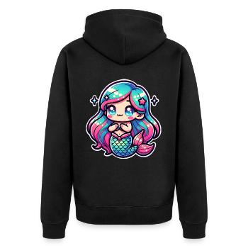 Meerjungfrau - Unisex Premium Bio Zip Hoodie - Schwarz - Hinten - Nico (187cm)
