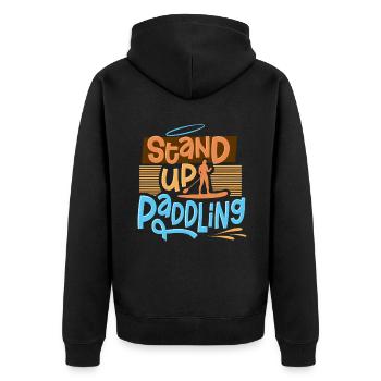 Stand Up Paddling - Unisex Premium Organic Zip Hoodie - black - Back - Nico (187cm)