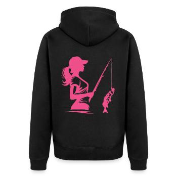 Design simple pour pêcheur avec motif de poisson - Veste à capuche bio Premium Unisexe - noir - Dos - Nico (187cm)