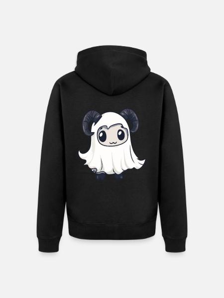 Mountain Goat Halloween Comic Ghost - Unisex Premium Organic Zip Hoodie - black