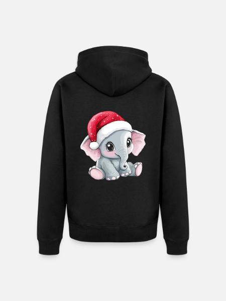 éléphant Noël mignon Noël mignon - Veste à capuche bio Premium Unisexe - noir