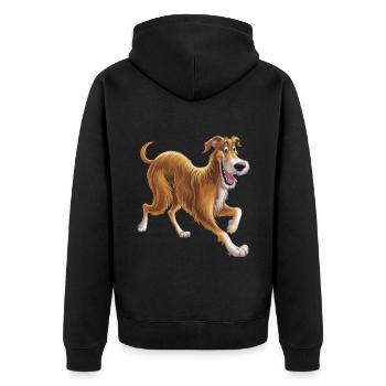 Irischer Wolfshund im Wald für Hunde Liebhaber - Unisex Premium Bio Zip Hoodie - Schwarz - Hinten - Nico (187cm)