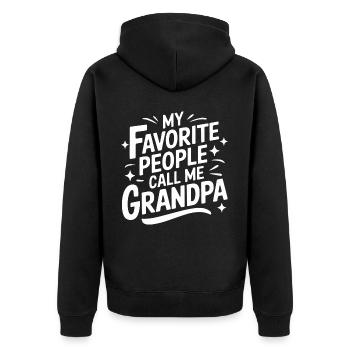 Papy Grand-père Famille Fête des pères - Veste à capuche bio Premium Unisexe - noir - Dos - Nico (187cm)