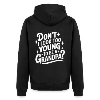 Papy Grand-père Famille Fête des pères - Veste à capuche bio Premium Unisexe - noir - Dos - Nico (187cm)