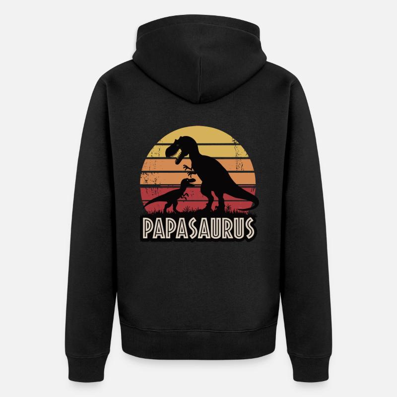Papasaurus - Unisex Premium Bio Zip Hoodie - Schwarz