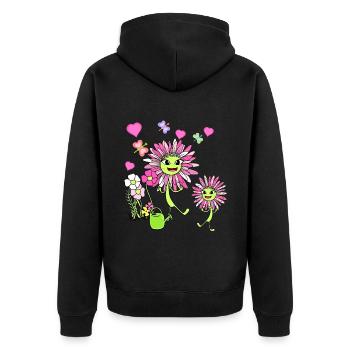 Spring Summer Flowers Flower Children Child Garden - Unisex Premium Organic Zip Hoodie - black - Back - Nico (187cm)