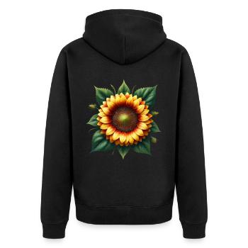 Sonnenblume gelb Blumenranke Blume blumig floral - Unisex Premium Bio Zip Hoodie - Schwarz - Hinten - Nico (187cm)