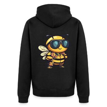 Biene Lustig Sommer - Unisex Premium Bio Zip Hoodie - Schwarz - Hinten - Nico (187cm)