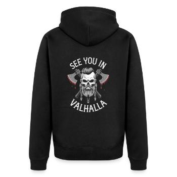 Rendez-vous au Valhalla – L’appel des Vikings - Veste à capuche bio Premium Unisexe - noir - Dos - Nico (187cm)
