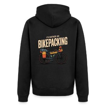 I ́d rather go Bikepacking - Unisex Premium Organic Zip Hoodie - black - Back - Nico (187cm)
