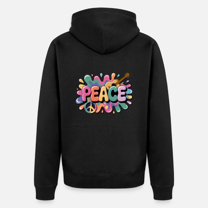 PEACE – Psychedelic - Unisex Premium Organic Zip Hoodie - black