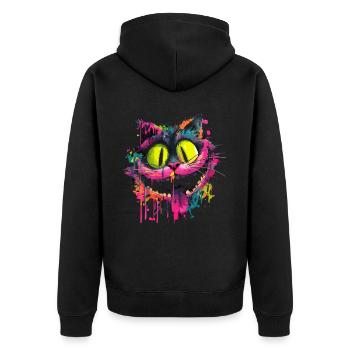 Style Street Art Chat Cheshire Psychédélique Coloré - Veste à capuche bio Premium Unisexe - noir - Dos - Nico (187cm)
